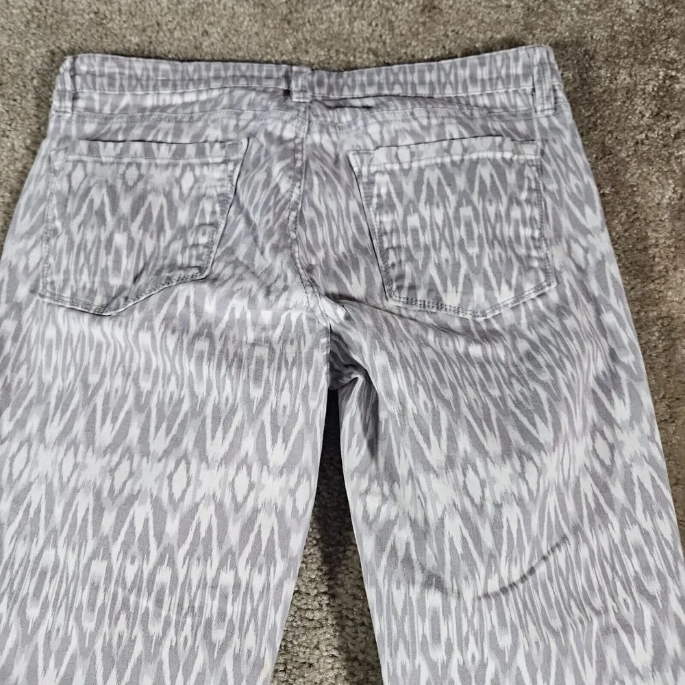Ann Taylor LOFT Modern Skinny Ankle White Geometric Jeans Size 6